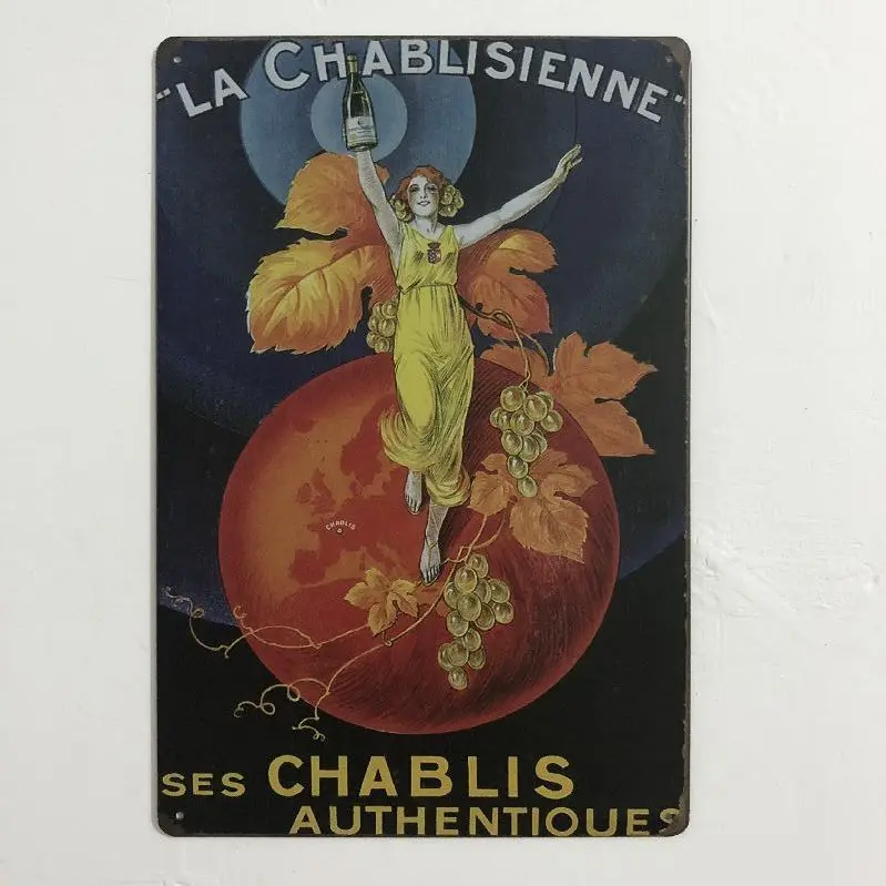 [Luckyaboy] Vintage Home Decor Dog Paris Attention Drink Car Metal Tin Signs Wall Art Painting Poster Bar Cafe Garage Decor