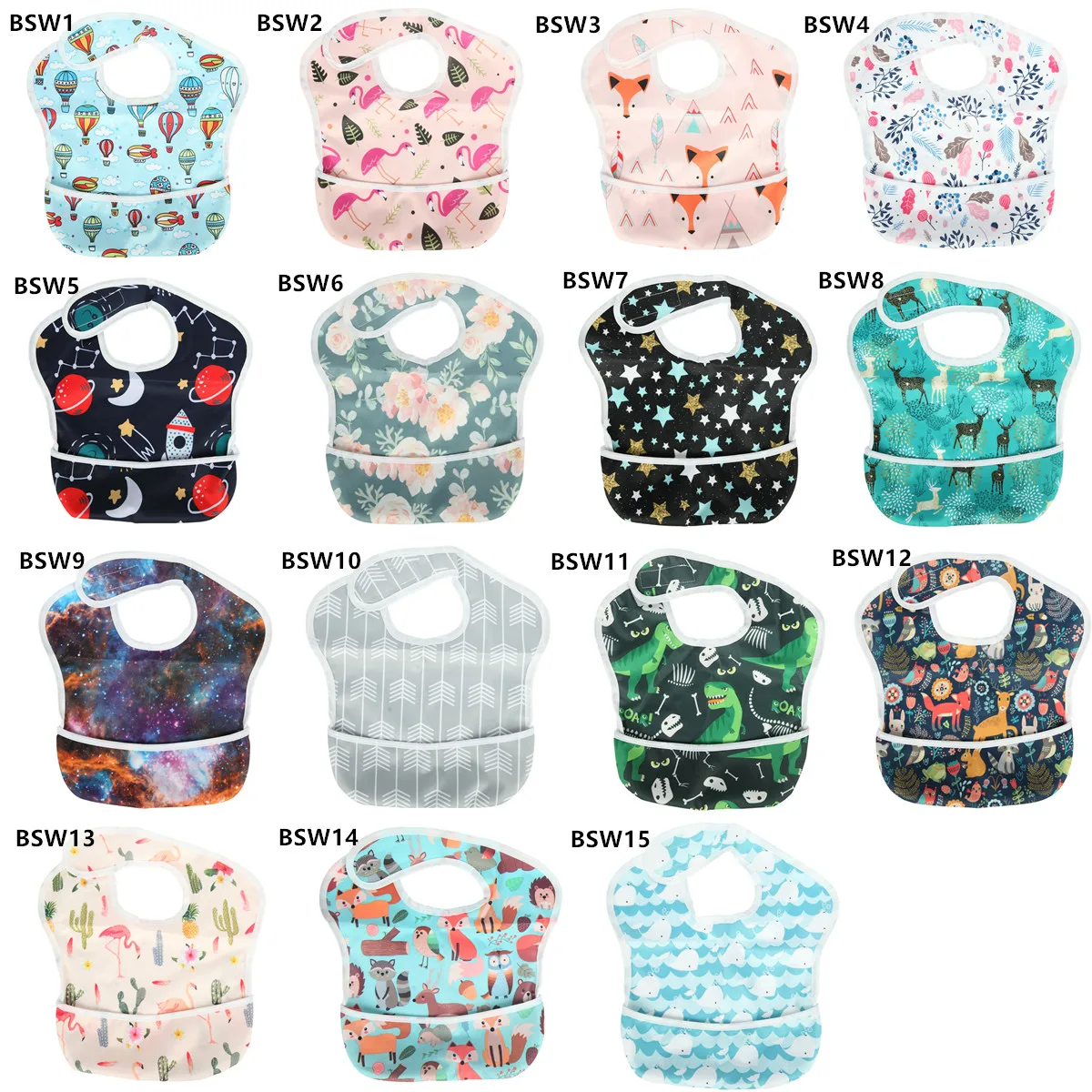[Sigzagor]1 Baby Bib Feeding Waterproof With Pocket 6 to 24 months