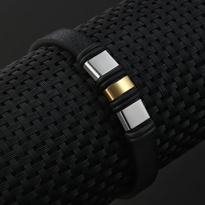 Fashion Stainless Steel Charm Black Men Bracelet Leather Braided Punk Rock Bangles Jewelry Accessories Friend | Украшения и