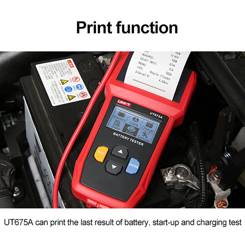 UNI-T Car Battery Tester UT673A UT675A 12V 24V DC Load Capacity Meter Checker Charging Circuit Cranking Test |