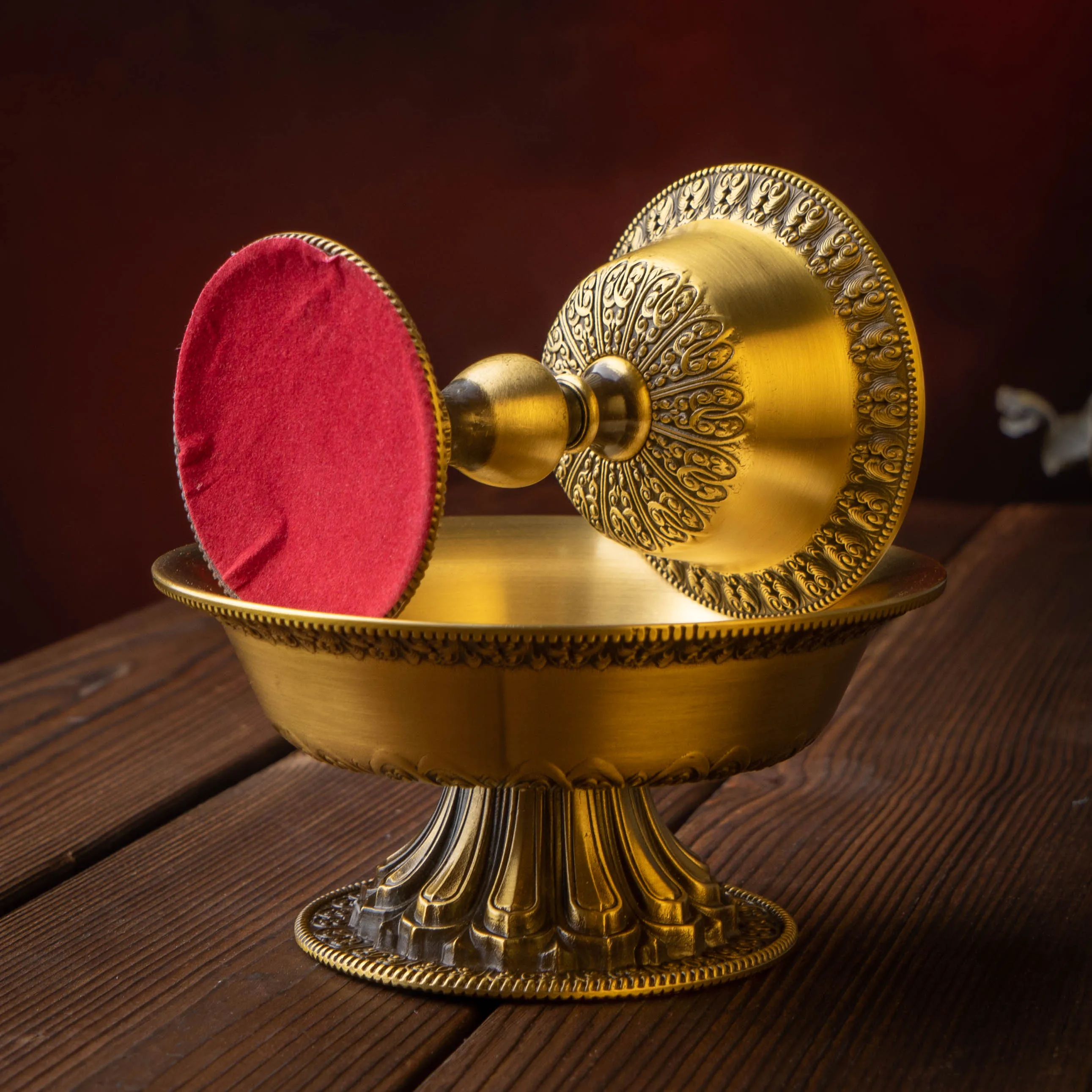 Тибетский медный утолщенный стакан дхарма декоративный поднос для медитации