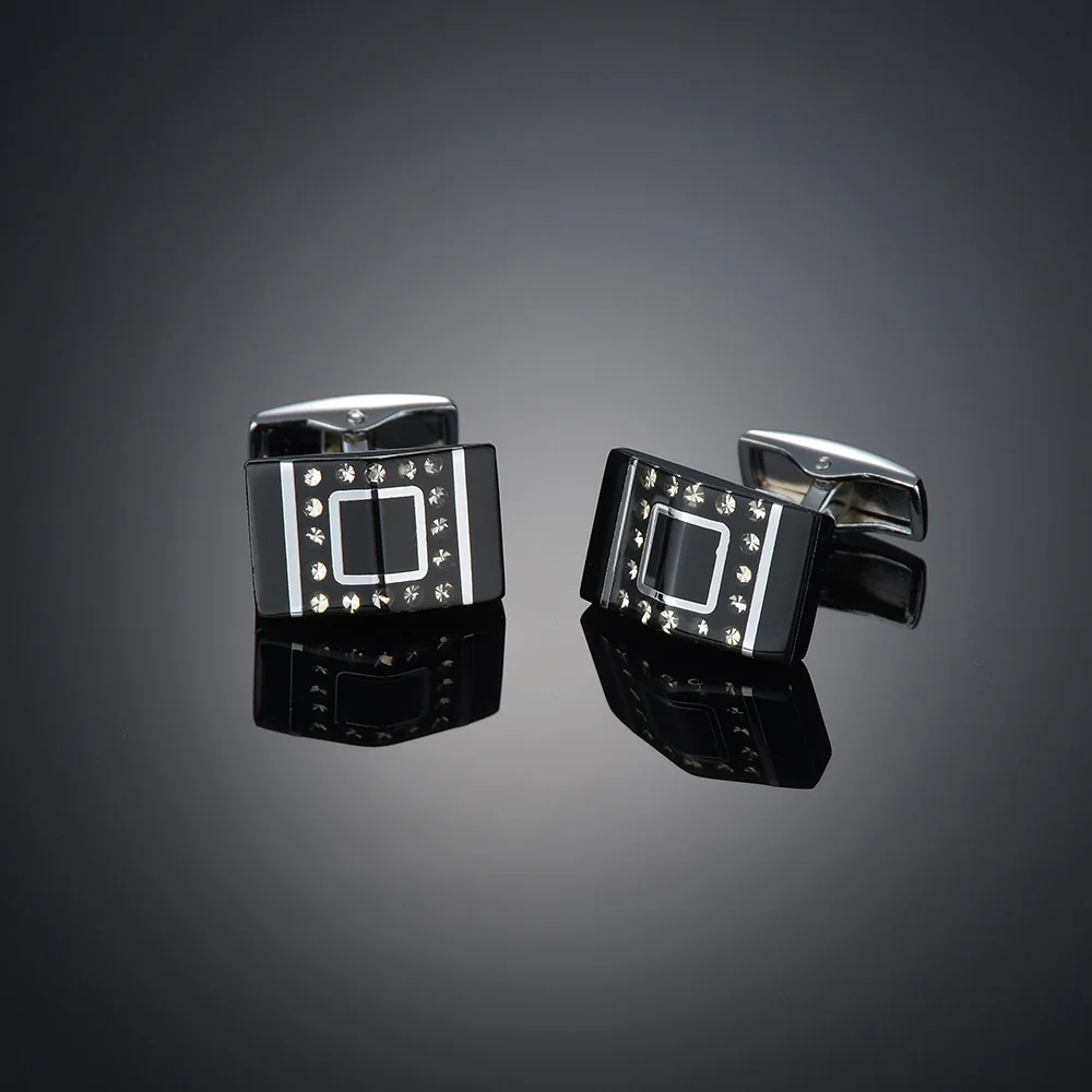 

Мужские запонки в деловом стиле, 1 пара, модные аксессуары для рубашек, Свадебная вечеринка, черная ткань, запонки в виде розетки, оптовая про...