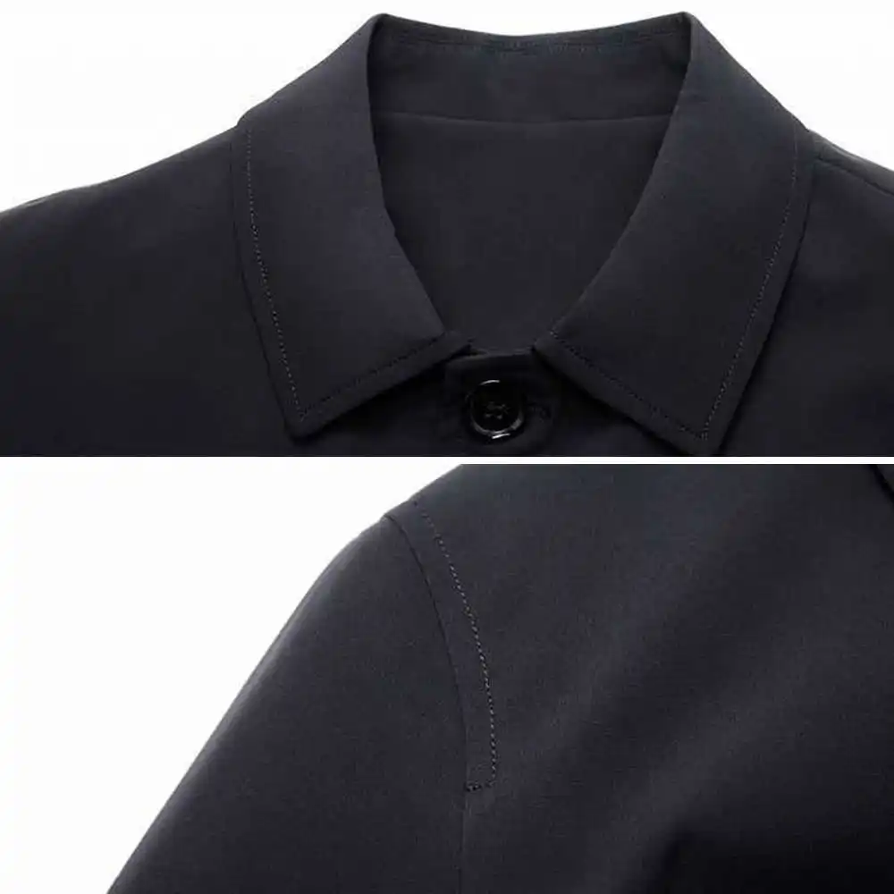 

slim men windbreaker business jacket turn collar outwear male breathable overcoat pockets solid trench coat roupas masculinas