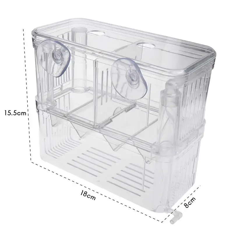 

Acrylic Fish Breeding Aquarium Dual Layer Hanging Baby Fish Incubator Net Fish Breeding Isolation Box