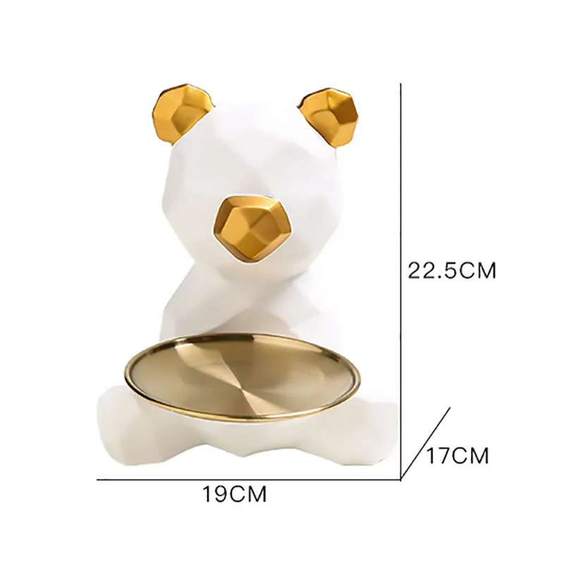 

Geometric Decor Bear Storage Ornaments Gilded Resin Animal Statue Sugar Bowl Snack Can Candy Organizer Home Decoration Modern