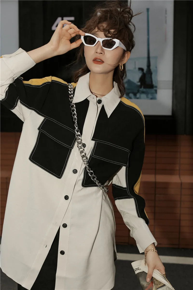 

Корейский стиль Женские рубашки Весна Новинка 2021 женские блузки и топы дикий хлопок Повседневная Женская одежда с длинным рукавом