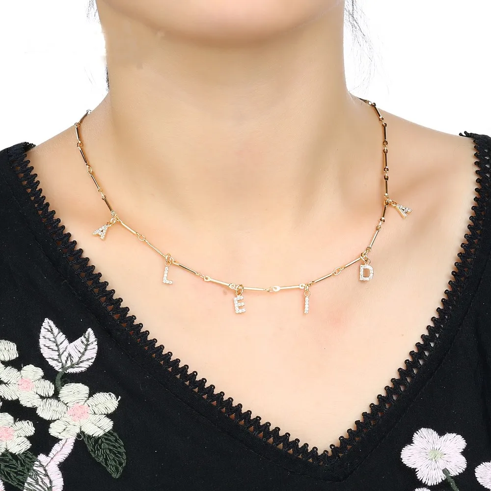

Custom Necklace For Women Personalized Letter Necklaces Inlaid Zircon Character Custom Jewelry For Unique Gifts
