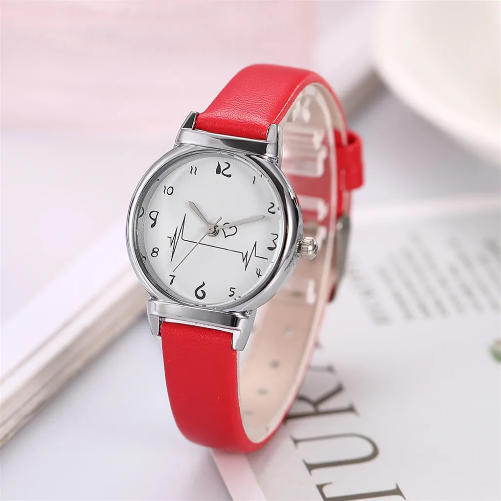 

Women's Quartz Watch Fashion Simple Belt Watches Female Models Creative Students Heart-Feeling Quartz Watch Analog WristWatches
