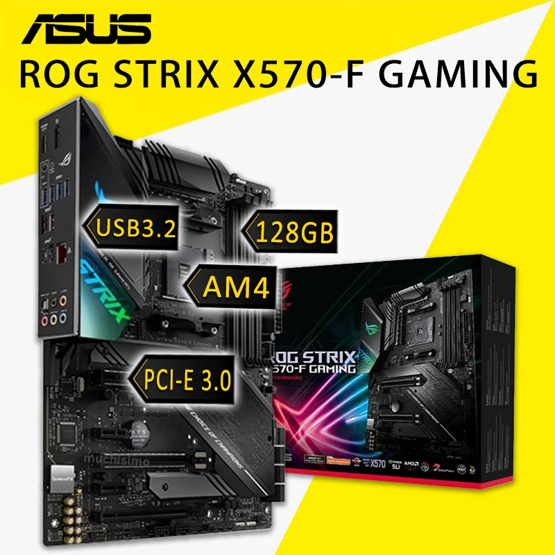 

Socket AM4 Asus ROG STRIX X570-F GAMING Motherboard DDR4 128GB PCI-E 4.0 Display Port Desktop AMD X570 Gaming Placa-mãe AM4 New