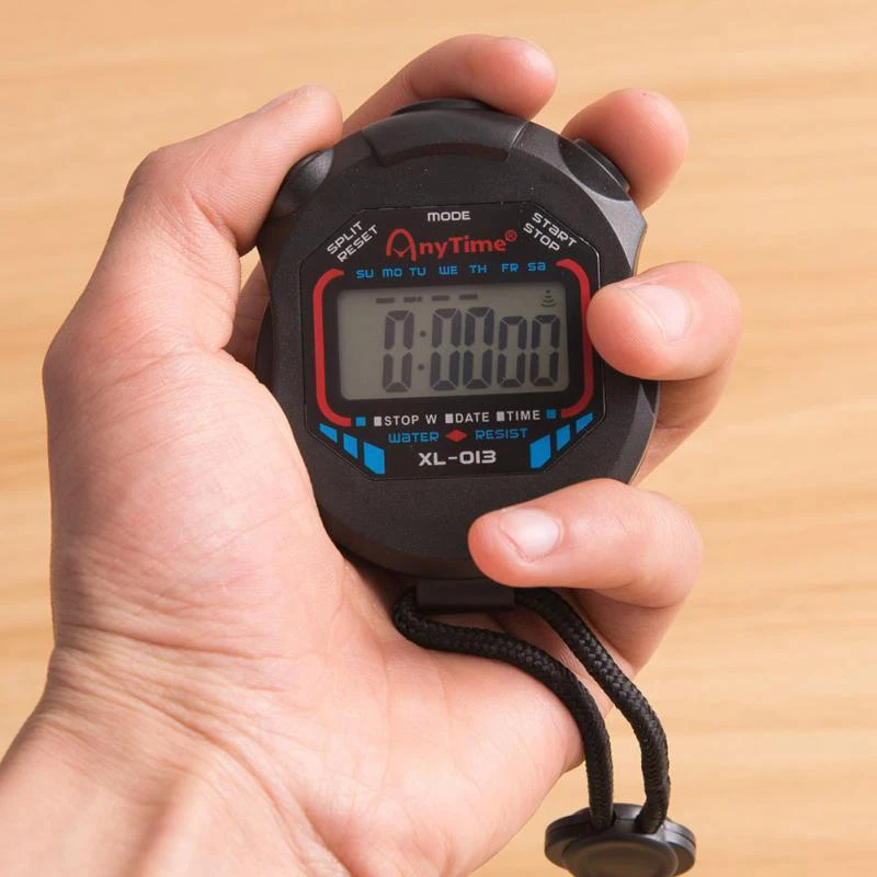

1PC Kitchen Timers Classic Digital Professional Handheld LCD Chronograph Sports Stopwatch Timer Stop Watch with string