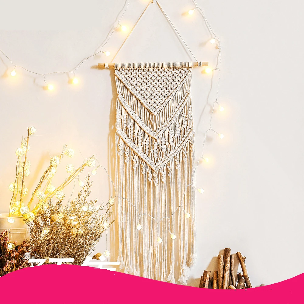 

Nordic Macrame Boho Tapestry Wall Hanging Hand-woven Home Decoration Accessories Art Tassel Apartment Dorm Room Decoration