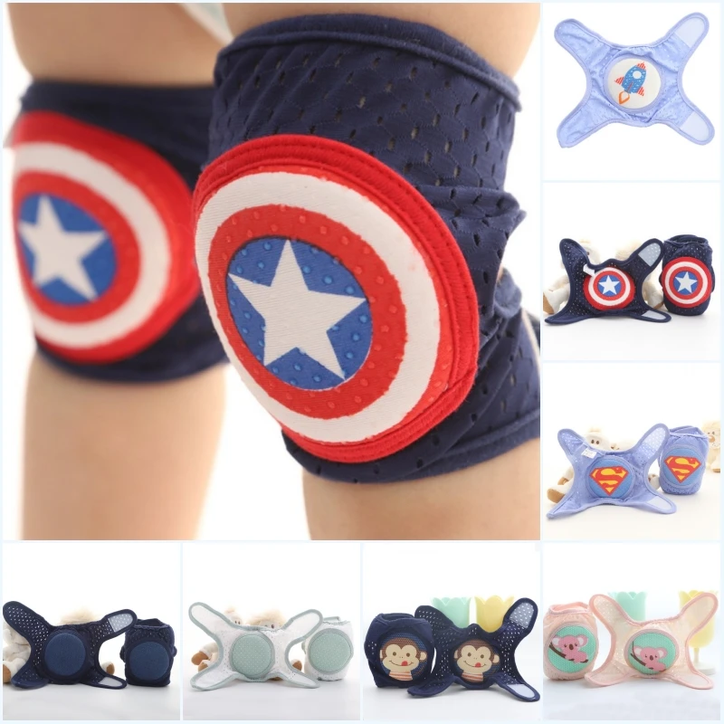 

Cute Cartoon Animal Baby Knee Pads Anti-fall Toddler Crawling Thin Elastic Adjustable Velcro Child Gift Sports Elbow Pads 0-6Y