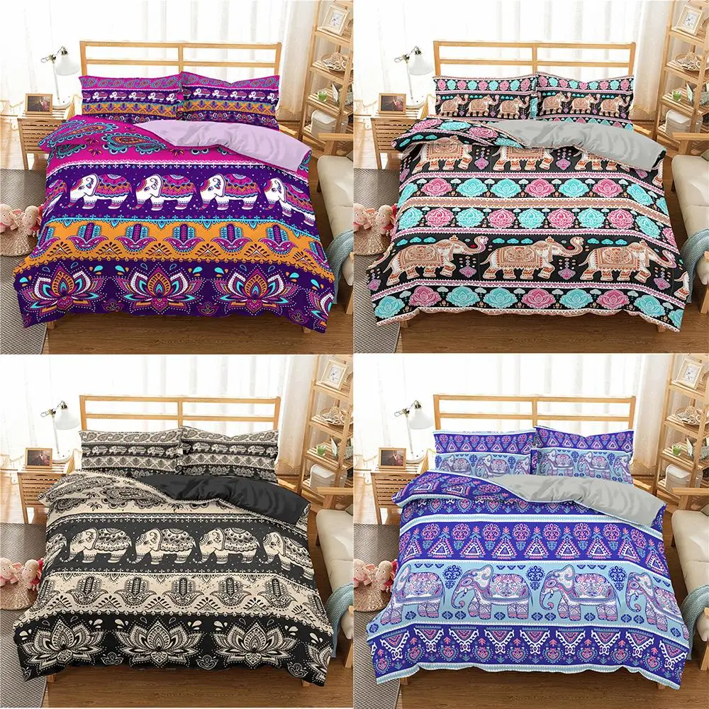 2021 Boho винтажный комплект постельного белья С Рисунком Слона индийский