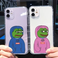 punqzy funny the frog happy cry feels man phone case for iphone 13 pro 12 pro max 8 7 plus 11 pro x xr xs max tpu silicone case