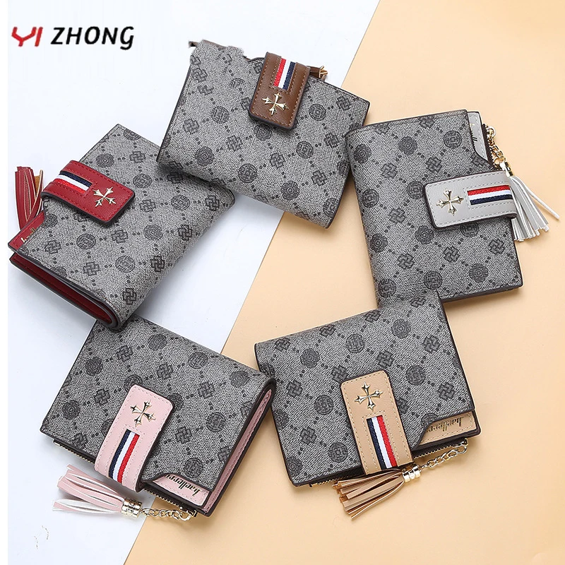 YIZHONG, Женский кошелек с кисточками, на молнии, с отделением для монет, держатель для карт, кошельки, Брендовые женские кошельки, короткие кошельки, женские кошельки, Cartera