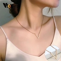 vnox minimalist initial letter v neckalce for women bright color stainless steel chain chokers elegant alphabet jewelry