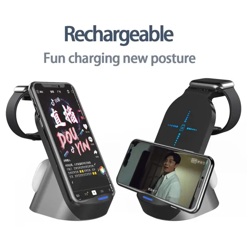 

Wireless Charger Stand 3 In 1 Qi Fast Charging Dock Station For Huawei Apple Watch IWatch 6 5 4 AirPods Pro IPhone 12 11