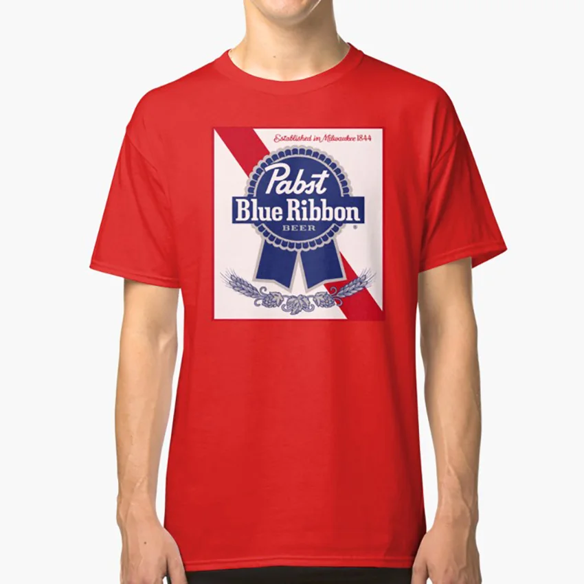 Pabst синяя лента футболка Pabs пиво | Мужская одежда