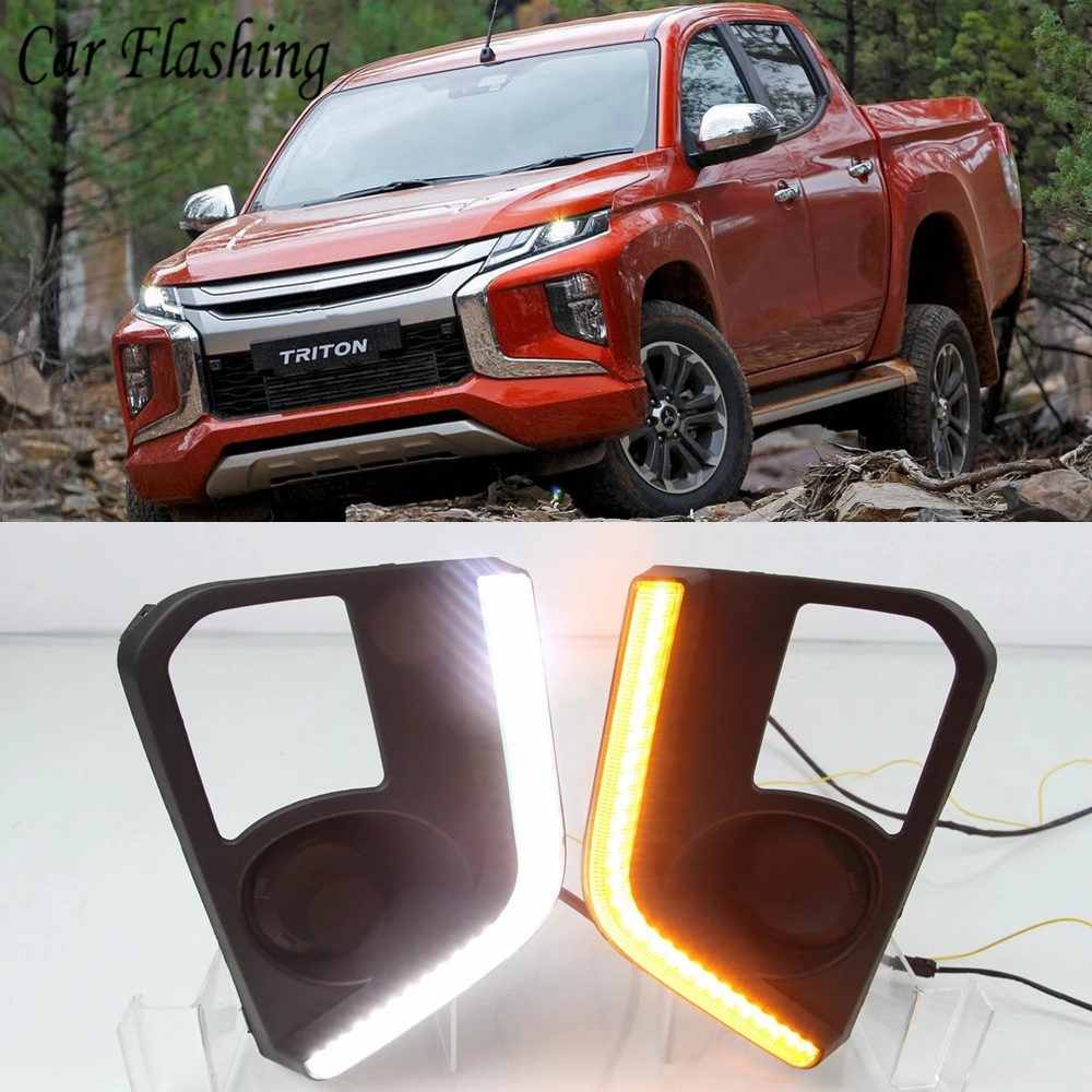 1 пара для Mitsubishi Triton L200 2019 2020 LED DRL дневные ходовые огни противотуманная фара с
