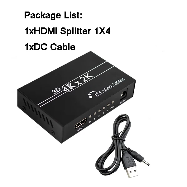 1x4 DC CABLE HDMI разветвитель 1X4 1x2 HDMI 1 в 4 выход 1 1 в 2 Выход 080P 3D адаптер переключатель для DVD ноутбук с HDTV монитором - Цвет: 1x4 DC CABLE