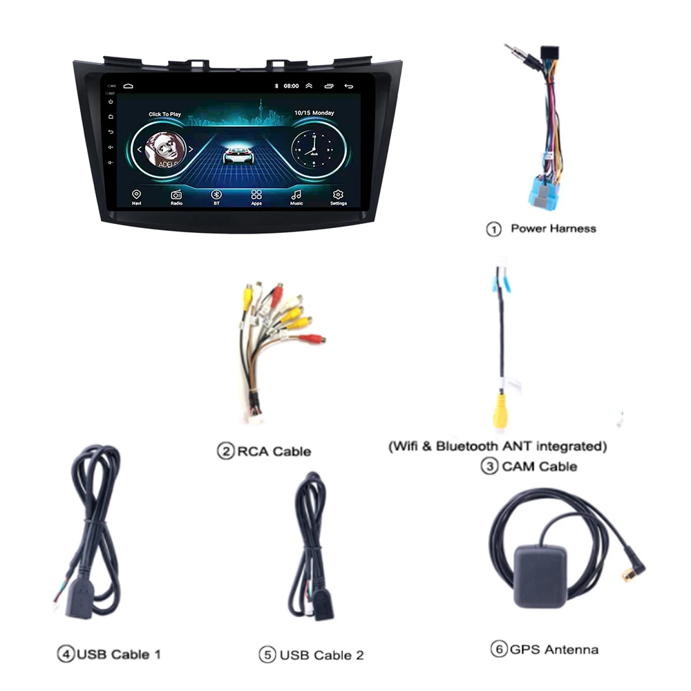 Автомобильный мультимедийный плеер на Android 10 с 9 &quotэкраном GPS Wi-Fi для Suzuki Swift 2011 2012