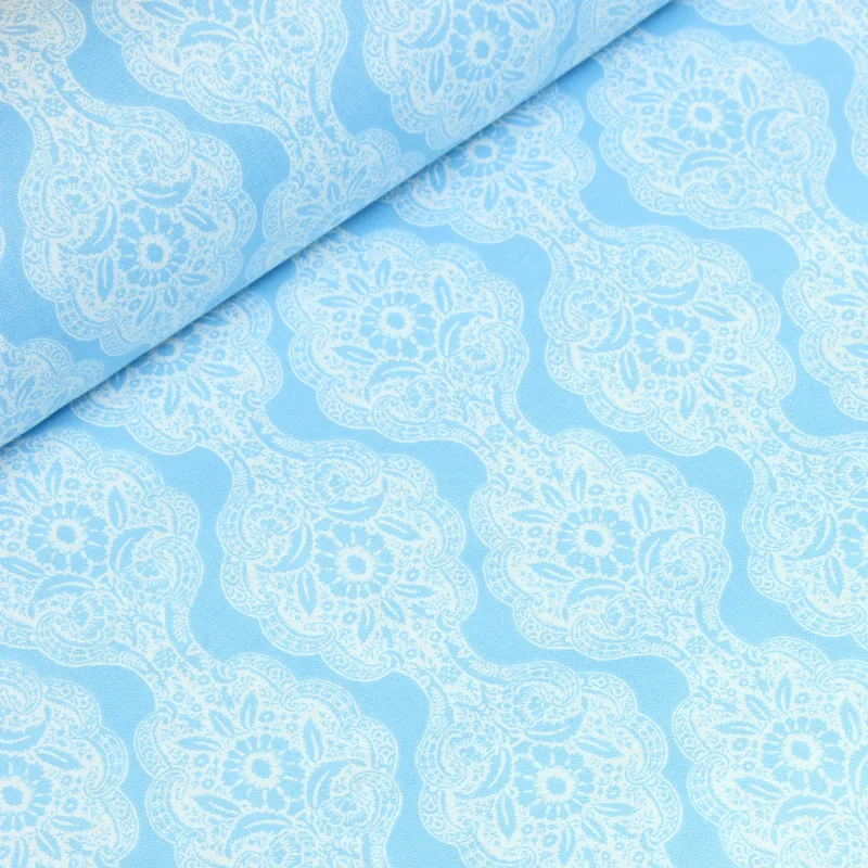 Половина ярд импорт однотонной хлопковой ткани на голубом материале с бахромой