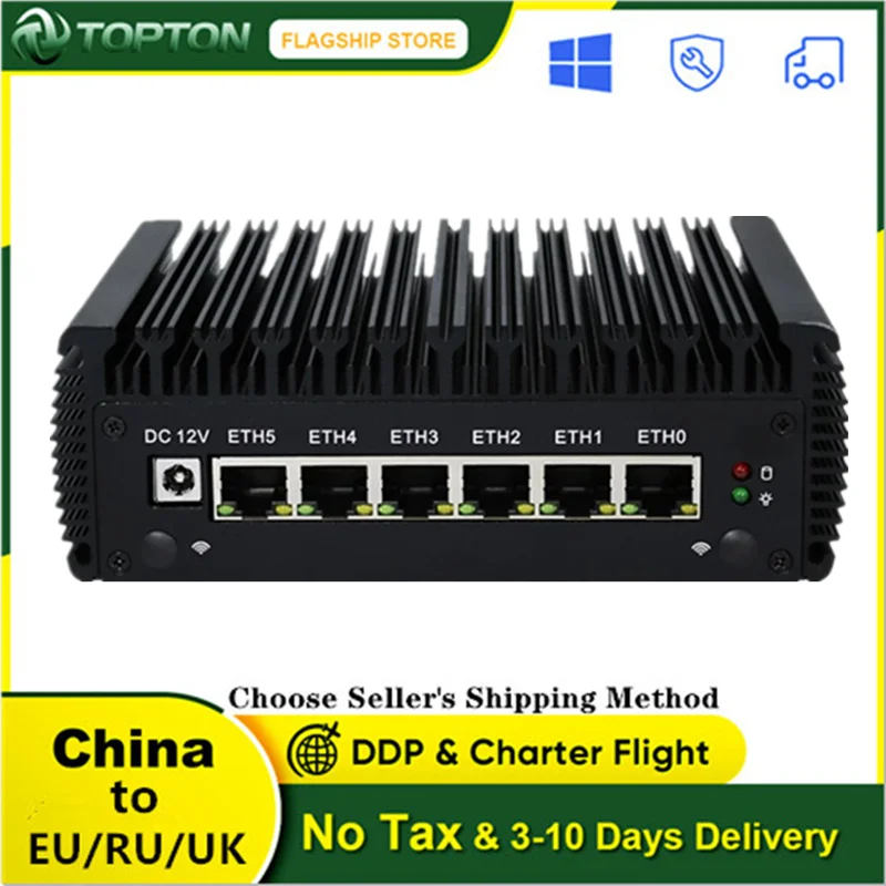 Мини-ПК Intel AES-NI 10-го поколения Pentium Gold 6405U 2 * DDR4 6 LAN 4USB3.0 брандмауэр Pfsense Openwrt Centos Ubuntu