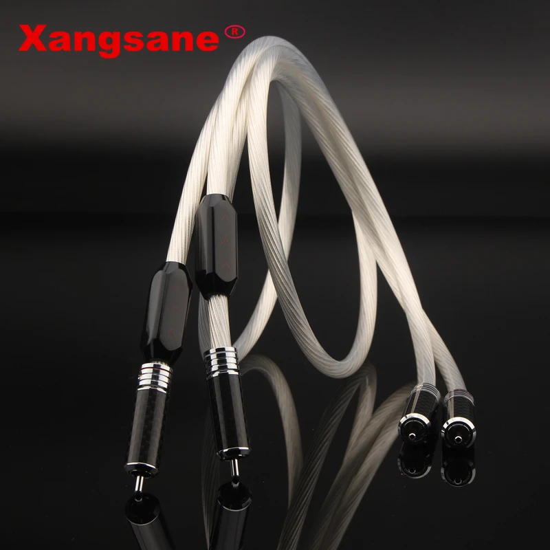 xangsane 5n occ silver plated signal cable hifi rca cable carbon fiber rhodium plated rca plug shielding electronic signals free global shipping