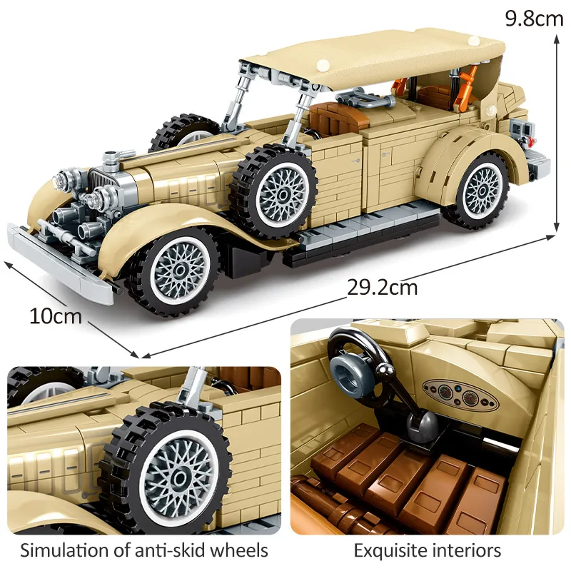 

SEMBO City MOC Mechanical Pull Back Racing Car Building Blocks Creator Technical Classic Vehicle Bricks Toys for Children Gift
