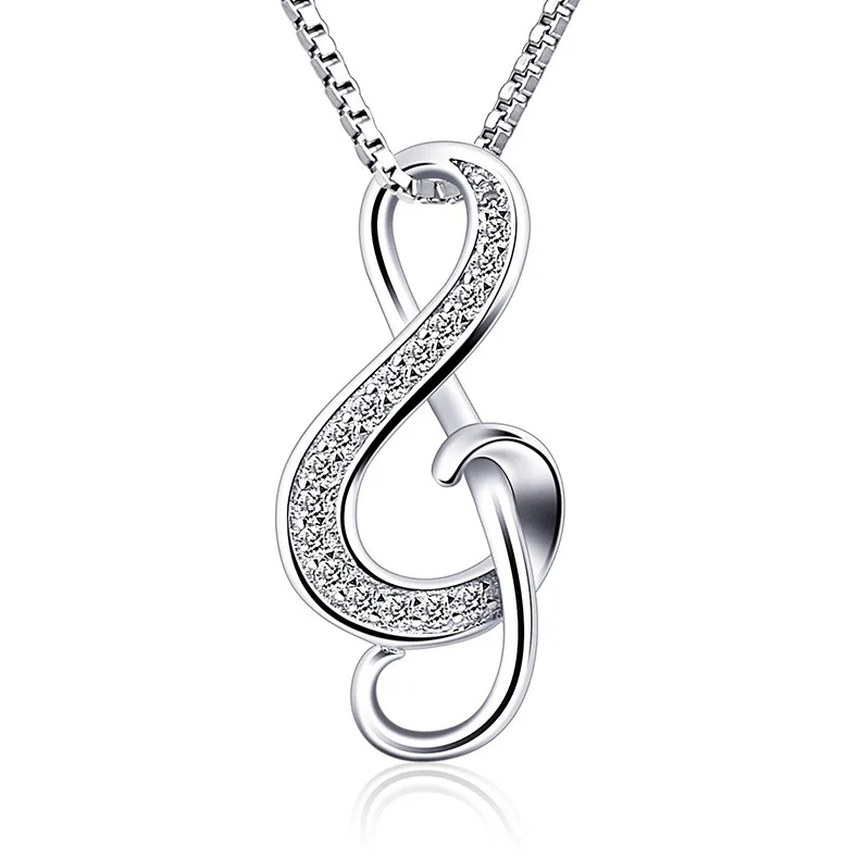 CodeMonkey подлинный 925 пробы Серебряный Циркон музыкальный символ кулон ожерелье
