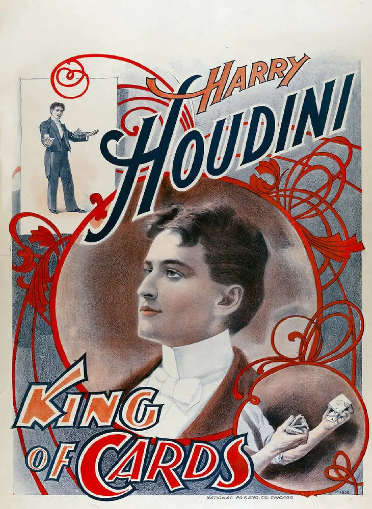 

Houdini King of Cards 1895 LARGE METAL TIN SIGN POSTER WALL PLAQUE