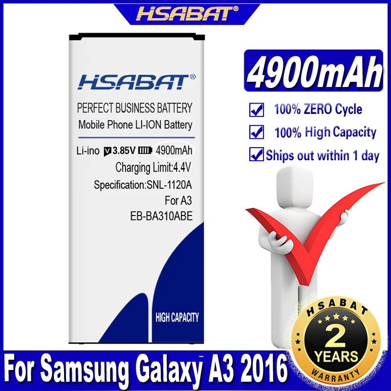 HSABAT 100% новый 4900mAh EB-BA310ABE аккумулятор для Samsung Galaxy A3 2016 Edition A310 A3100 A310F A5310 A310M A310Y -