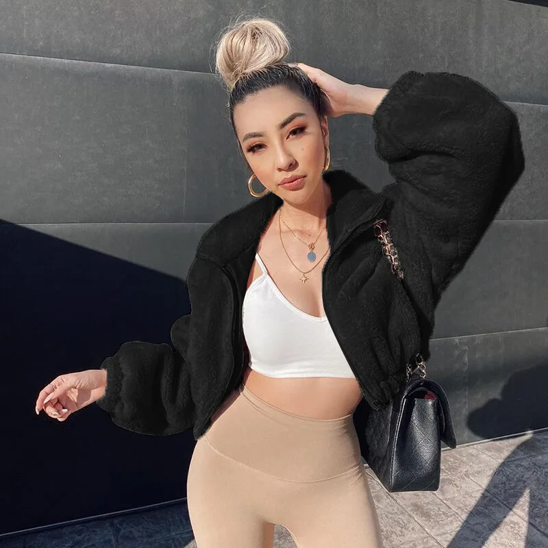 

Plush Zipper Sweatshirt Autumn Winter New Loose Long Sleeve Top Women Velvet Sweatshirt aesthetic
