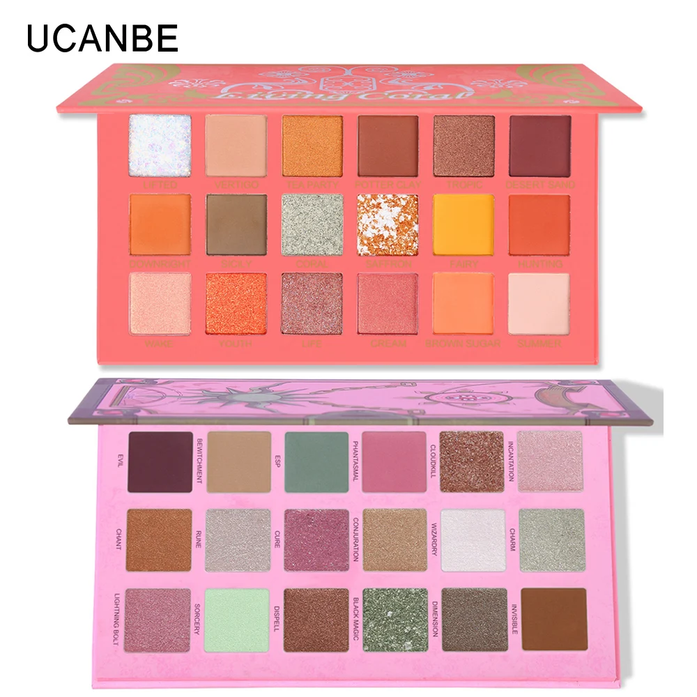 1 set UCANBE, 2 шт./лот, палитра теней для век, набор для макияжа, матовое мерцание, блеск, перламутровая пудра, оранжевый, желтый, зеленый, летний макияж - Цвет: 1 set