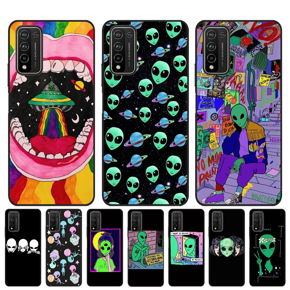 Эстетичный мультяшный инопланетянин Космос Мягкий силиконовый чехол для