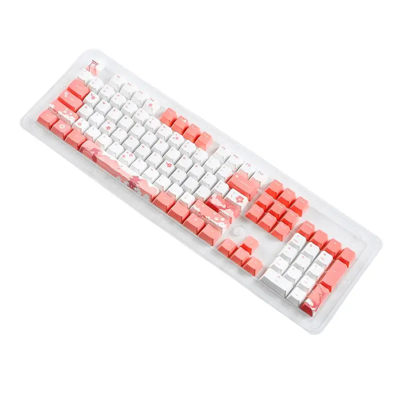 

104 OEM PBT Keycaps Full Set Mechanical Keyboard Keycaps PBT Dye-Sublimation Cherry Blossom Keycaps