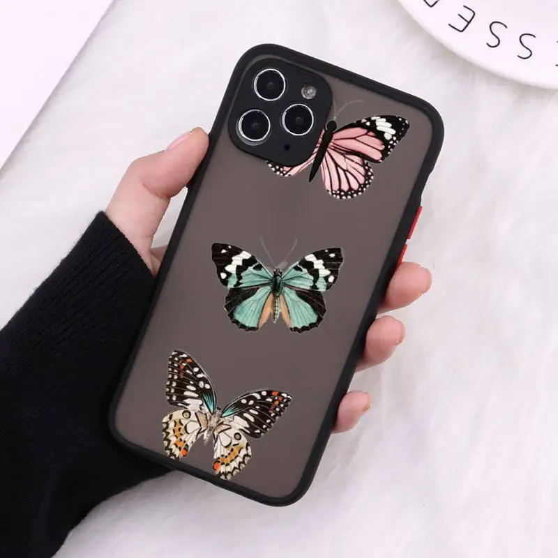 

Cute Butterfly Phone Case Matte Transparent For iPhone 12 Mini 11 Pro XR XS Max 7 8 Plus
