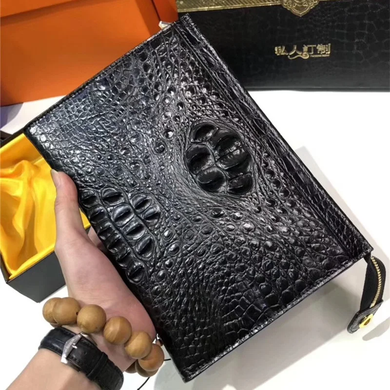 Подлинная натуральная кожа аллигатора на молнии деловой рабочий клатч кошелек