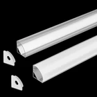 Светодиодный алюминиевый канал, угол 45 градусов, V-образный алюминиевый профиль для светодиодной ленты 5050,3528, светодиодный алюминиевый канал светильник шкафа