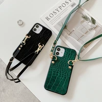 fashion luxury crocodile phone case crossbody necklace cord lanyards rope for iphone 12 mini 6 7 8 plus x xr xs 11 pro max cover