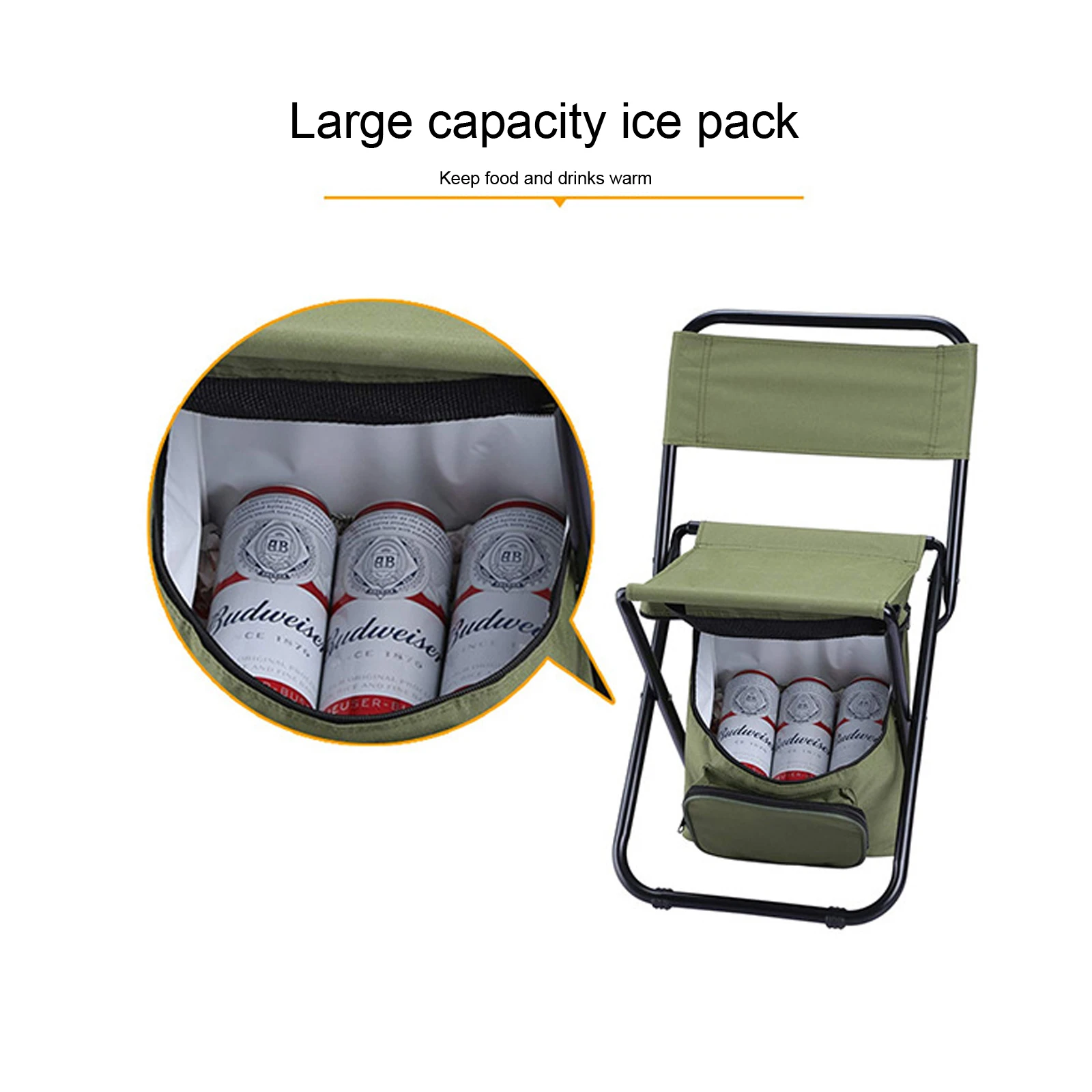 Portable Outdoor Green Fishing Chair Foldable Backpack Stool Large Capacity Thermal Insulation Non-Slip Folding | Спорт и