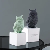 nordic creative owl resin figurines miniature model home living room furnishings crafts office bookcase gifts home decoration