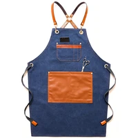adjustable kitchen apron for garden barber waterproof oil proof pinafore with two large pockets for supermarket restaurant