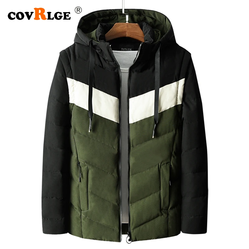 Covrlge Slim Jacket Men Autumn Spring Thicken Mens Coat Warm Outwear Windproof Hooded Overcoat Zipper Parkas Jackets Man MWM084