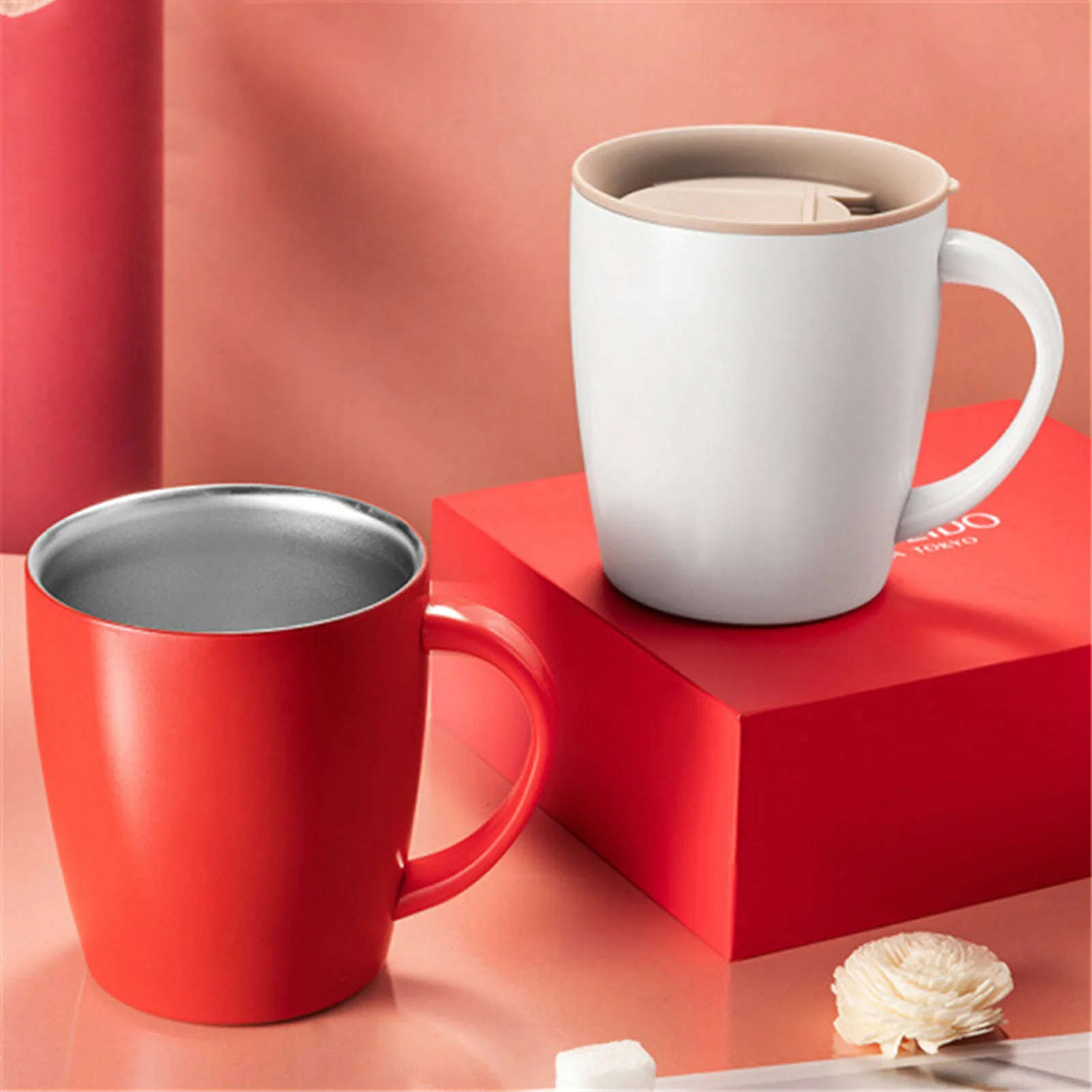 

Insulation Water Cup Stainless Steel Mug With Lid Tea Cup Creative Coffee Office Household Cup