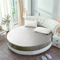 elastic fitted sheet soft silky satin bed linen solid color bedspread mattress cover for queen round beds 220220 230230 cm