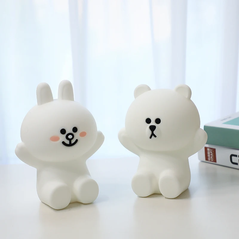 Ночник с медведем и кроликом для детей настольное украшение сенсорной