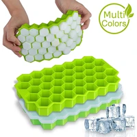 honeycomb ice cube trays reusable food grade silicone ice cube mold with removable lids for whiskey cocktail kitchen accessories