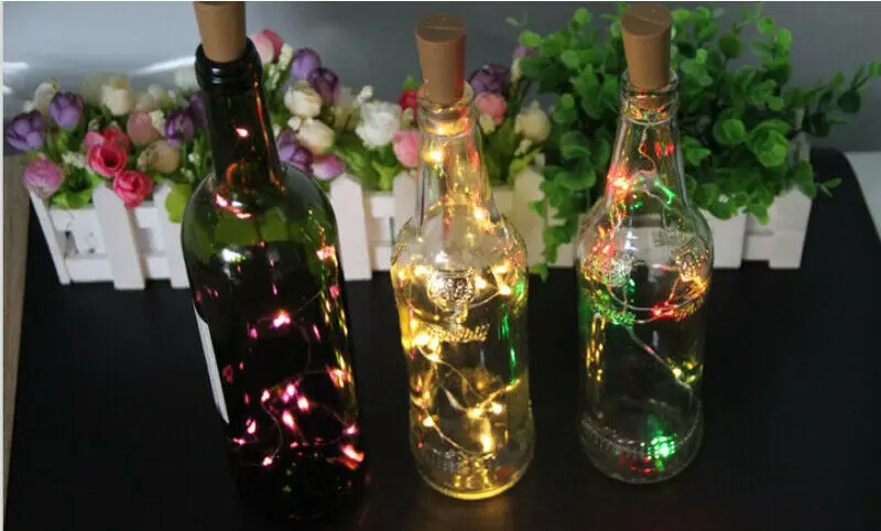 1 шт. светодиодный гирлянда в форме винной бутылки на солнечной батарее