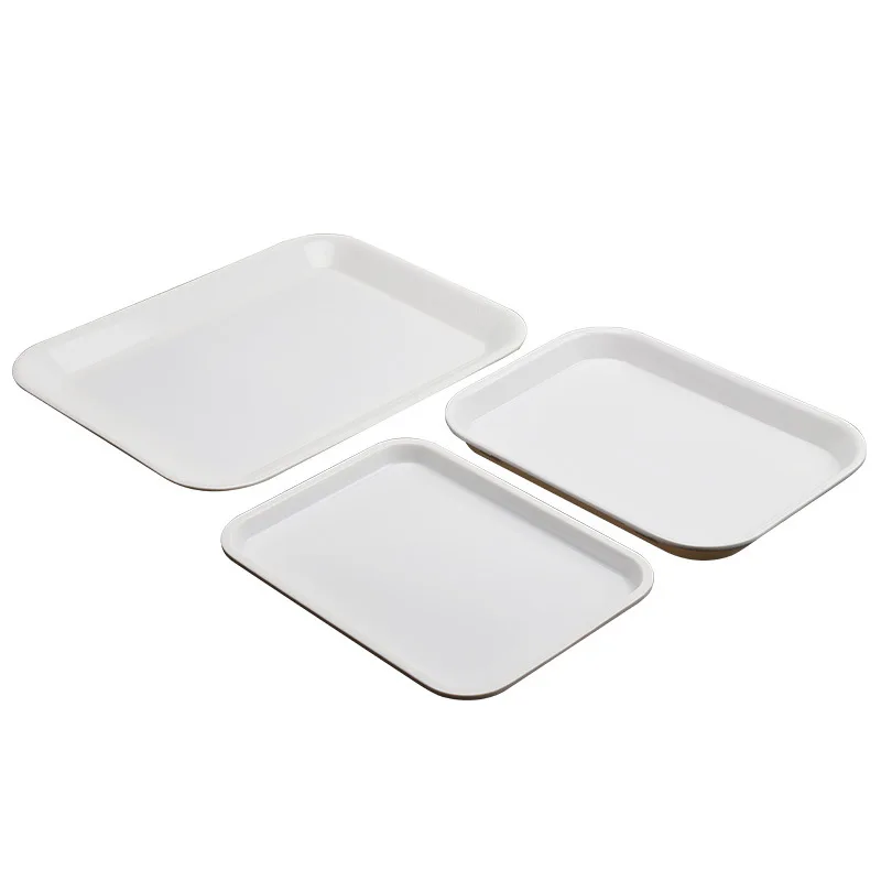 

Melamine Tray White Plastic Plate Imitation Porcelain Guest Room Rectangle Plate Side Plate Bread Plate Cake Snack Plate